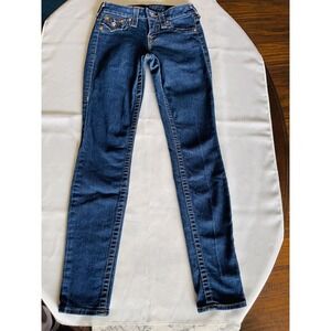 True Religion Jeans Women's Dark Wash Low Rise Skinny Stretch Denim Size 24